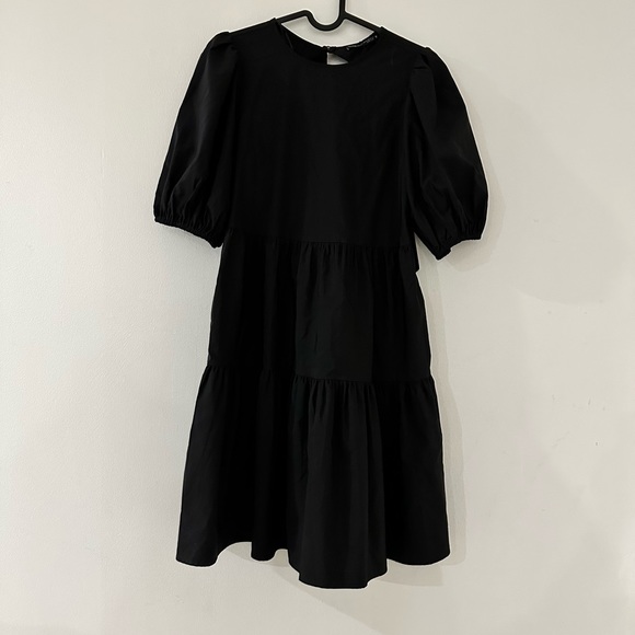 Zara Tiered poplin dress black - Picture 3 of 9